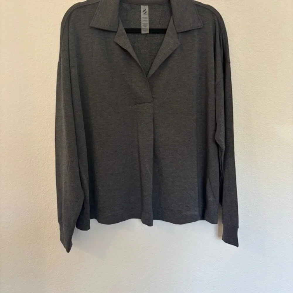 Loft Lou & Grey Loungewear Collar V Neck Sweatshirt NWT